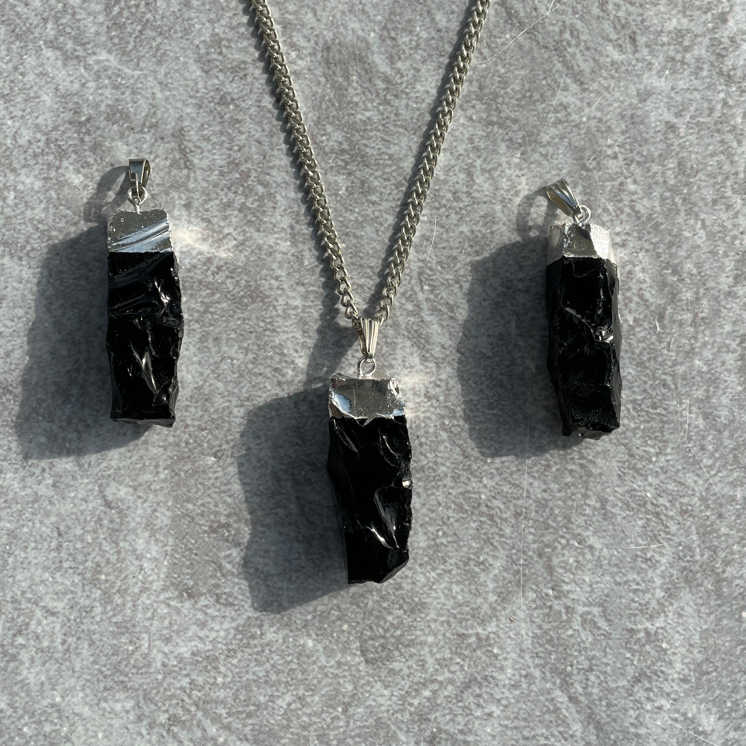 Black Obsidian Rough Capped Pendant Black Obsidian Rough Capped Pendant